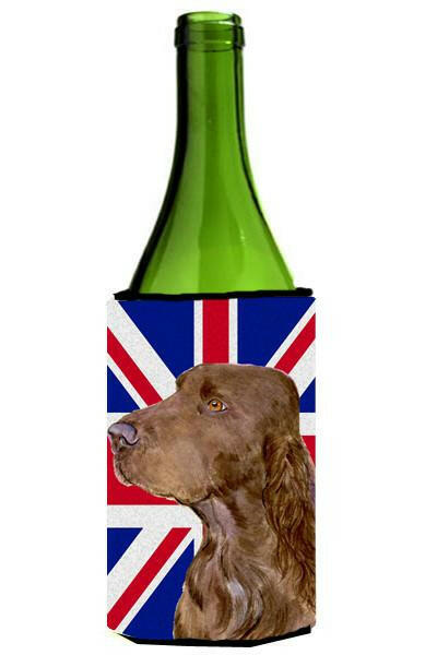 Field Spaniel with English Union Jack British Flag Wine Bottle Beverage Insulator Hugger SS4967LITERK by Caroline&#39;s Treasures
