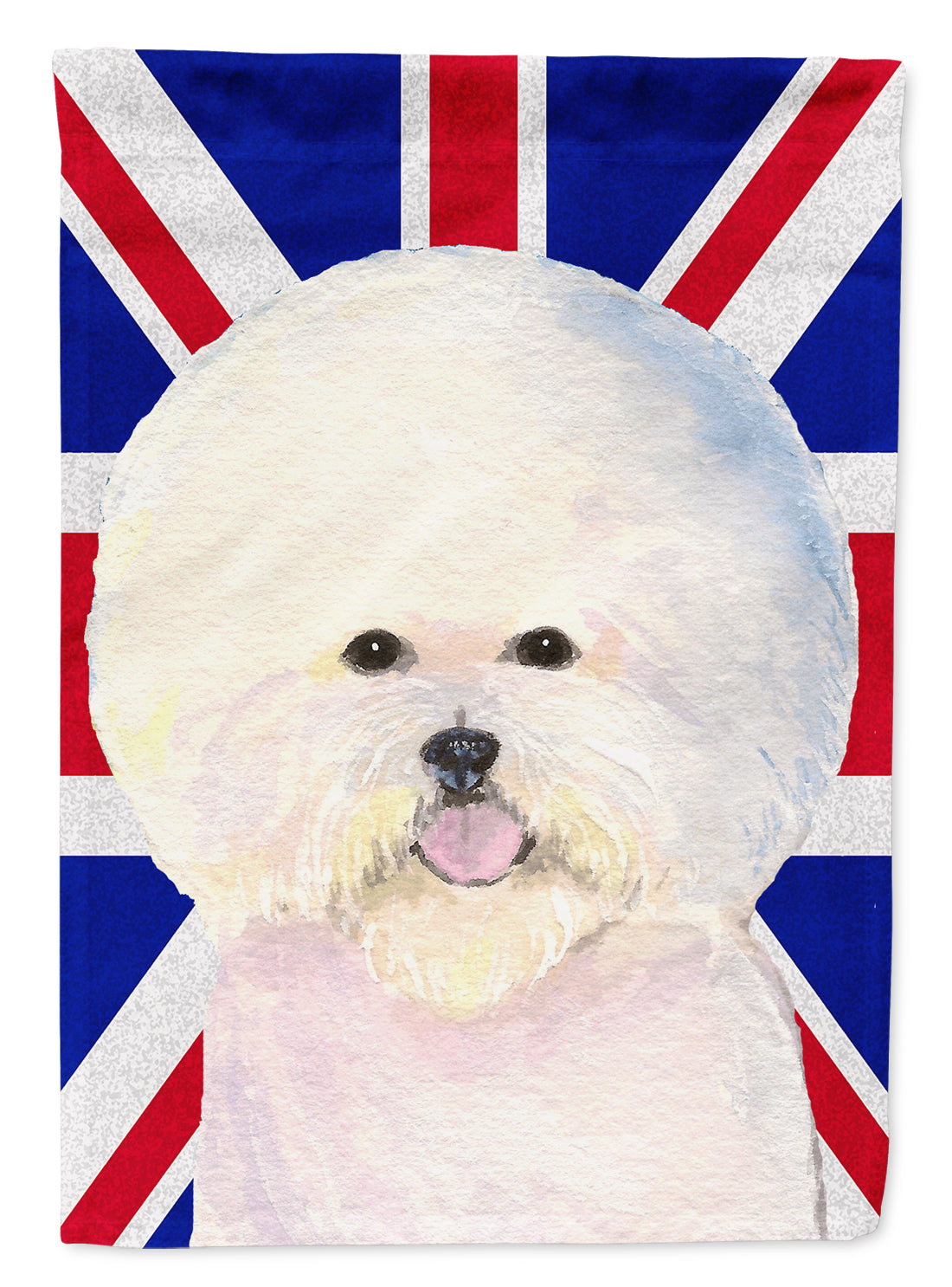 Bichon Frise with English Union Jack British Flag Flag Canvas House Size SS4968CHF  the-store.com.