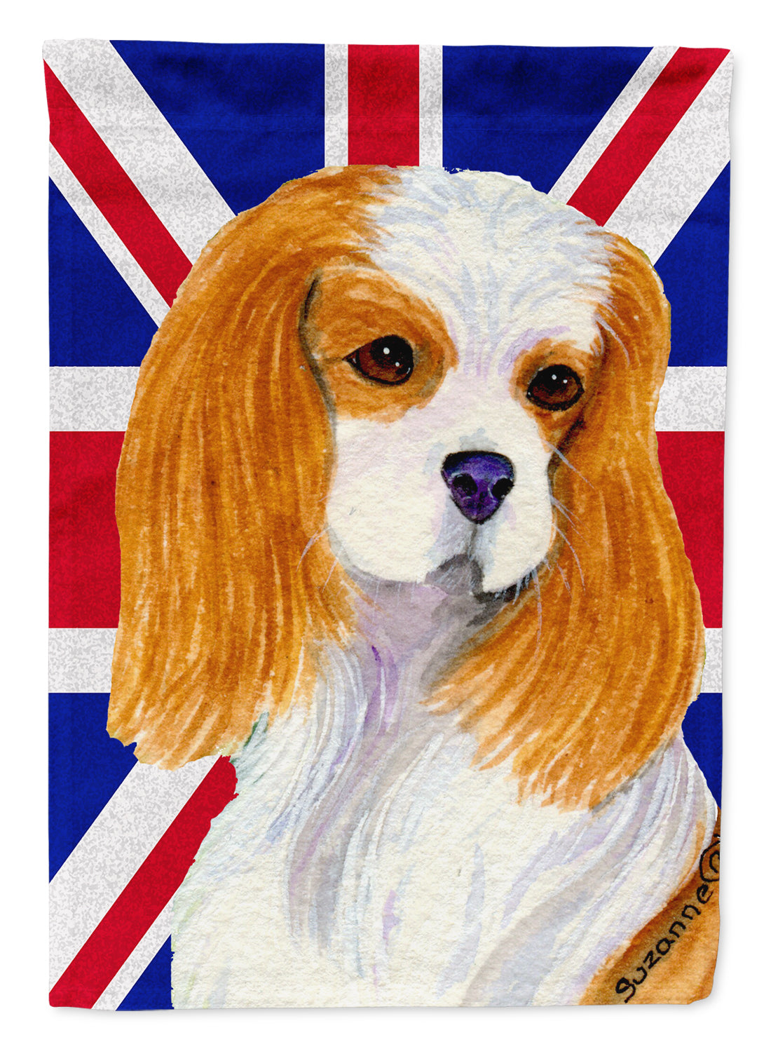 Cavalier Spaniel with English Union Jack British Flag Flag Canvas House Size SS4969CHF  the-store.com.