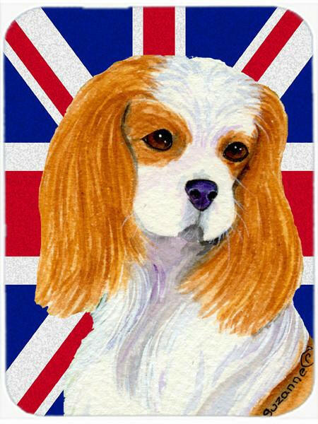 Cavalier Spaniel with English Union Jack British Flag Glass Cutting Board Large Size SS4969LCB by Caroline's Treasures