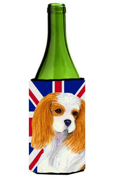 Cavalier Spaniel with English Union Jack British Flag Wine Bottle Beverage Insulator Hugger SS4969LITERK by Caroline&#39;s Treasures
