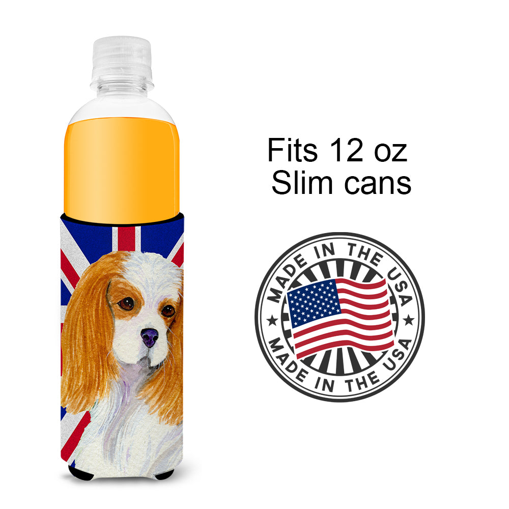 Cavalier Spaniel with English Union Jack British Flag Ultra Beverage Insulators for slim cans SS4969MUK.