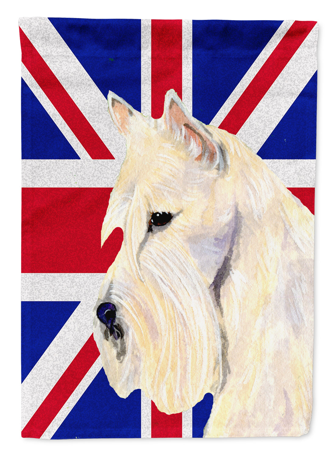 Scottish Terrier Wheaten with English Union Jack British Flag Flag Canvas House Size SS4972CHF  the-store.com.