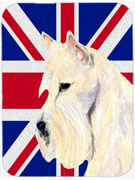 Scottish Terrier Wheaten with English Union Jack British Flag Glass Cutting Board Large Size SS4972LCB by Caroline&#39;s Treasures