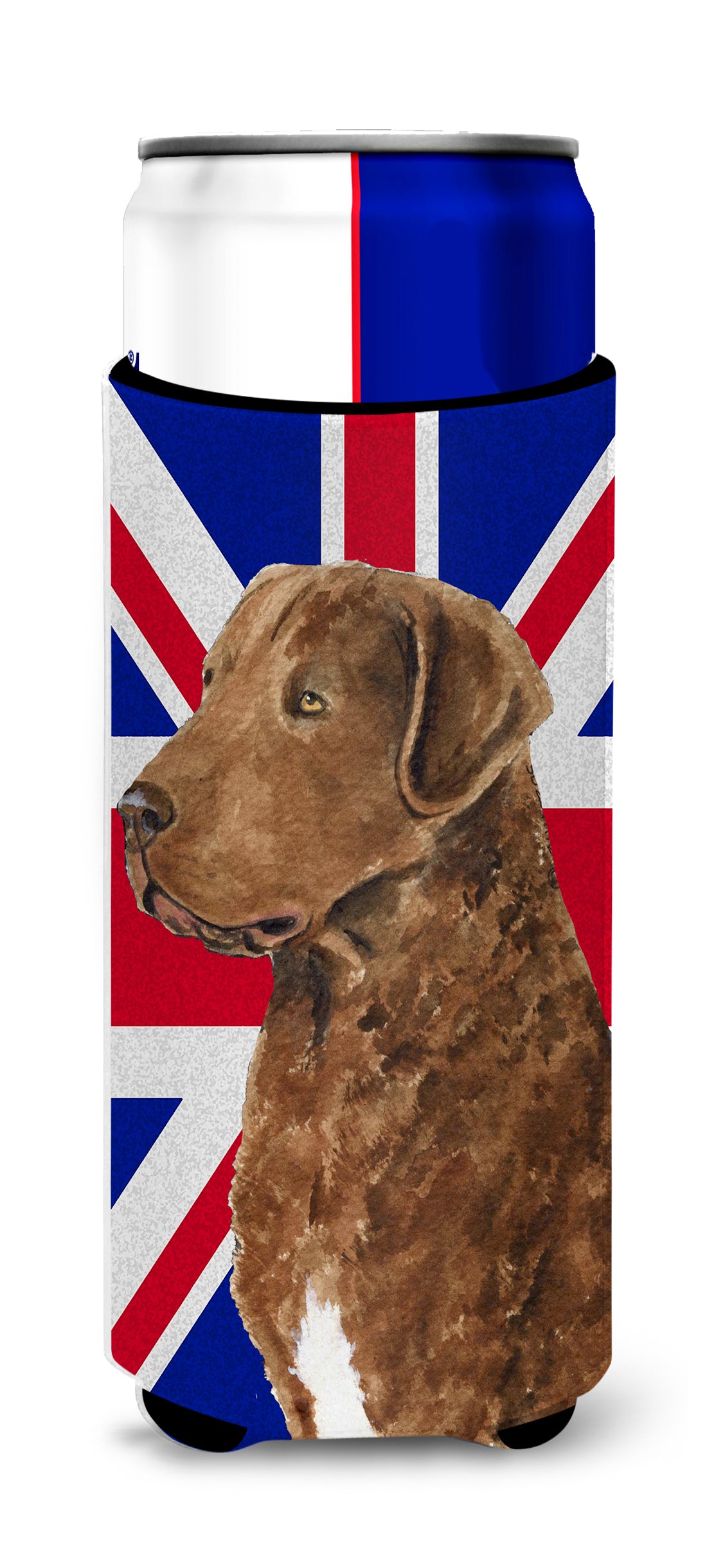 Curly Coated Retriever with English Union Jack British Flag Ultra Beverage Insulators for slim cans SS4973MUK.