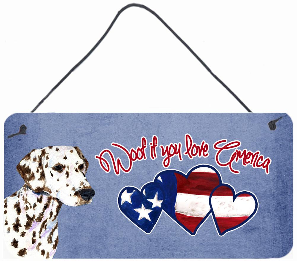 Woof if you love America Dalmatian Wall or Door Hanging Prints SS4981DS612 by Caroline&#39;s Treasures