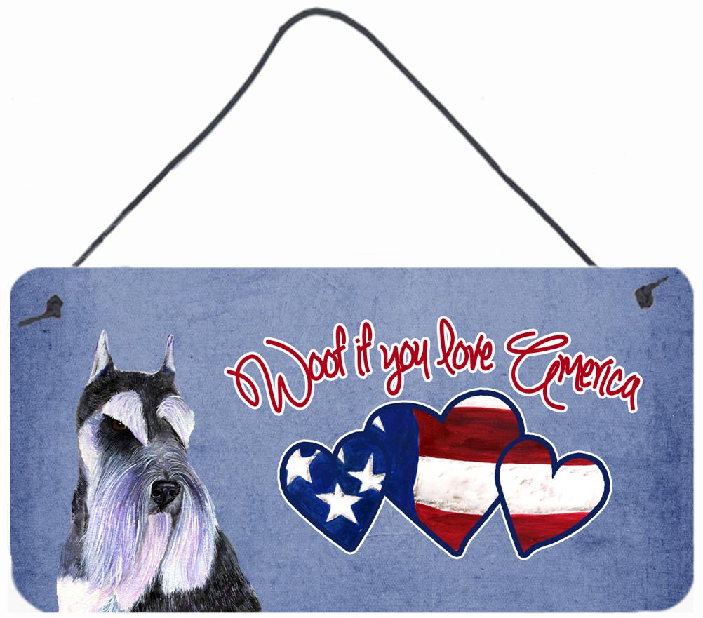 Woof if you love America Schnauzer Wall or Door Hanging Prints SS4989DS612 by Caroline's Treasures