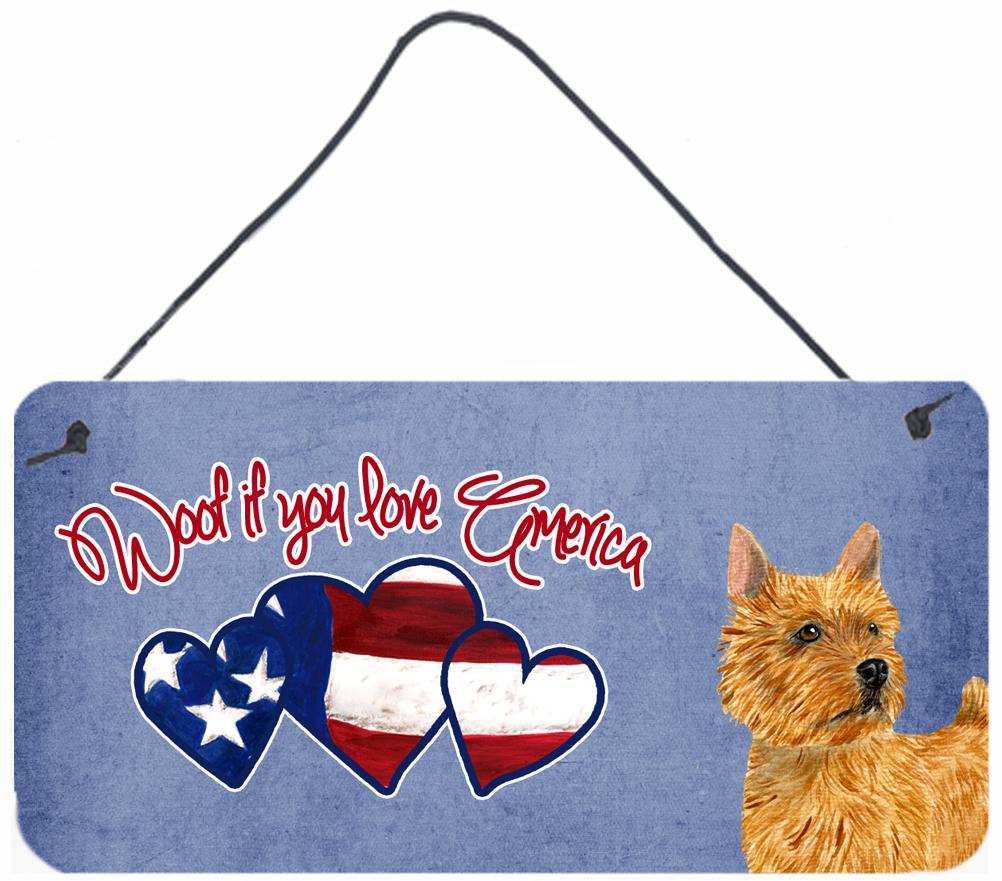 Woof if you love America Norwich Terrier Wall or Door Hanging Prints SS5010DS612 by Caroline's Treasures