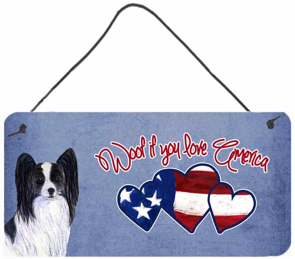 Woof if you love America Papillon Wall or Door Hanging Prints SS5016DS612 by Caroline&#39;s Treasures