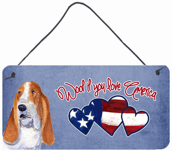 Woof if you love America Basset Hound Wall or Door Hanging Prints SS5040DS612 by Caroline's Treasures