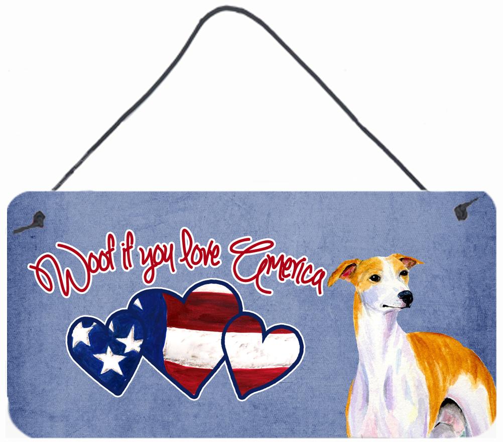 Woof if you love America Whippet Wall or Door Hanging Prints SS5045DS612 by Caroline&#39;s Treasures