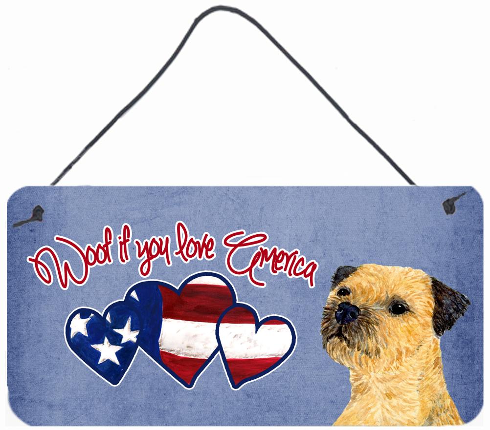 Woof if you love America Border Terrier Wall or Door Hanging Prints SS5047DS612 by Caroline&#39;s Treasures