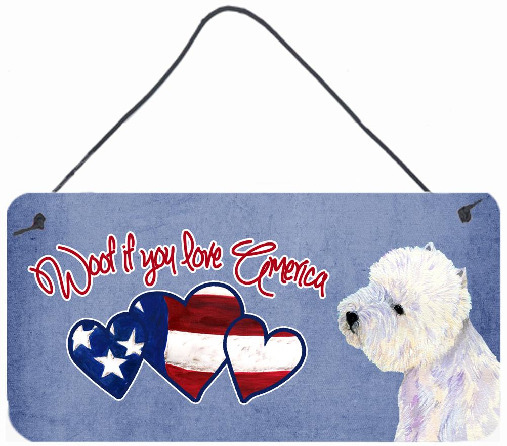 Woof if you love America Westie Wall or Door Hanging Prints SS5049DS612 by Caroline&#39;s Treasures
