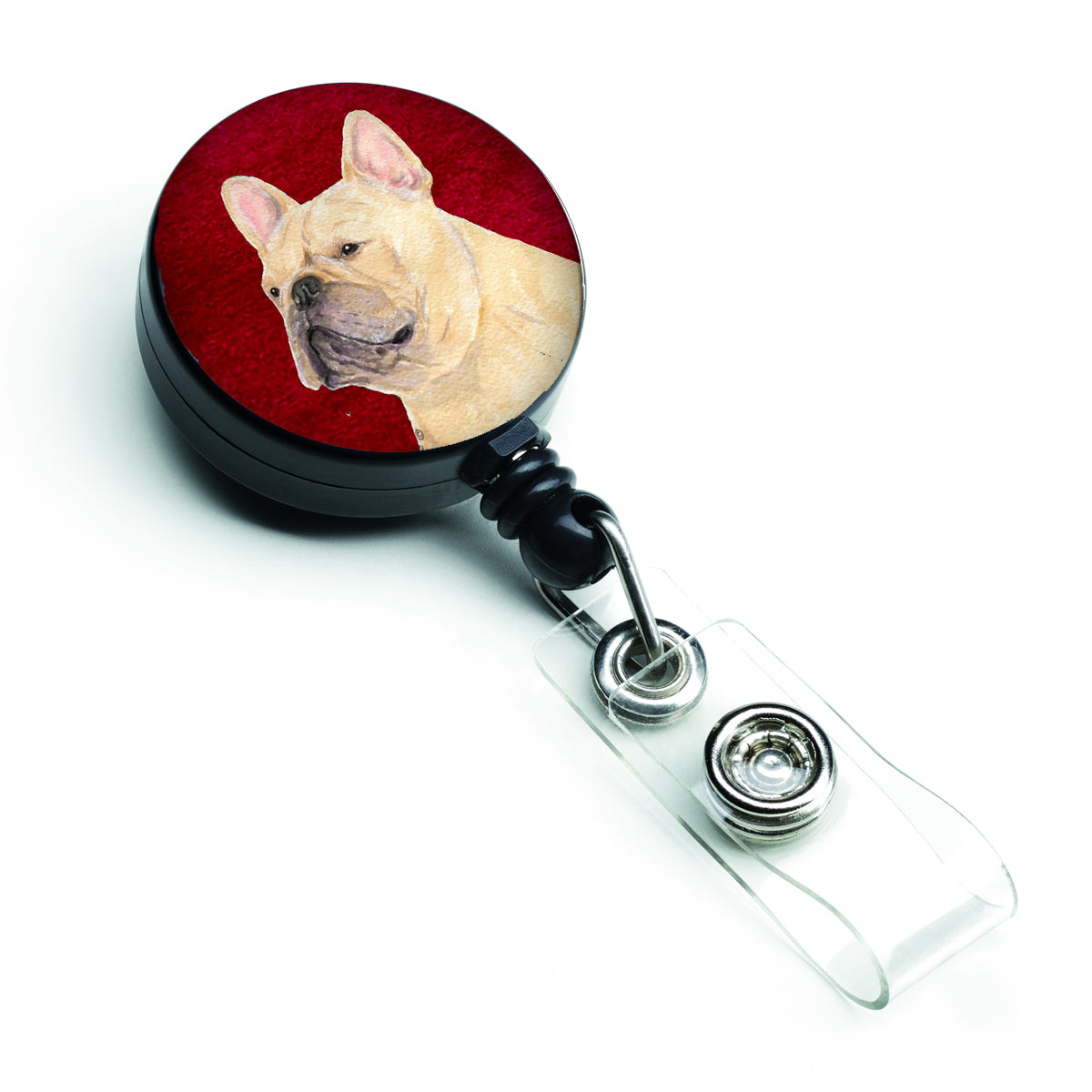French Bulldog Retractable Badge Reel or ID Holder with Clip.