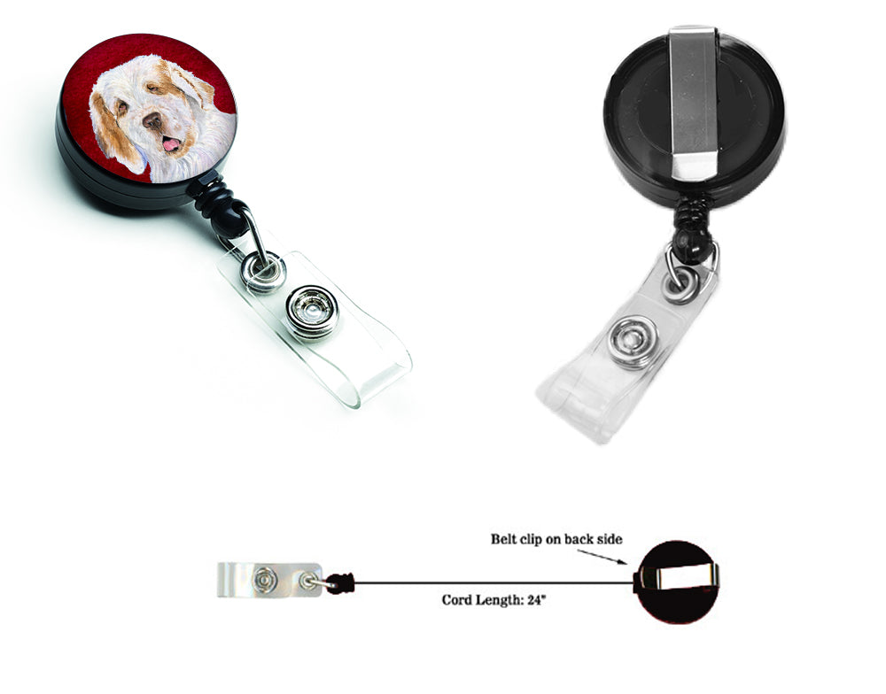 Clumber Spaniel Retractable Badge Reel or ID Holder with Clip.