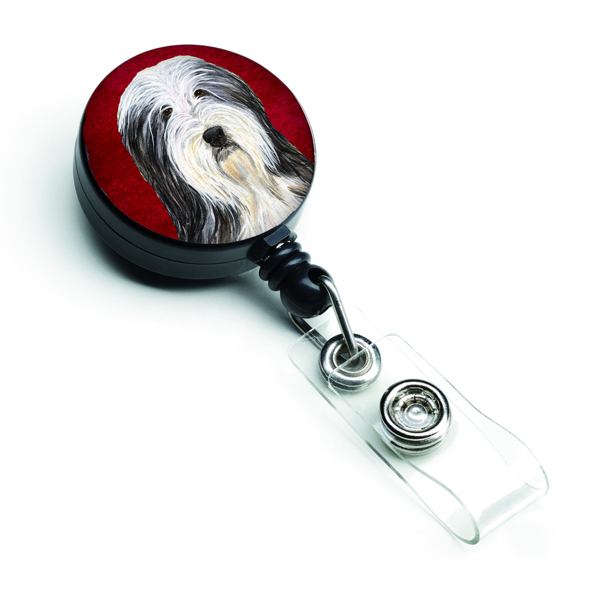 Bearded Collie Retractable Badge Reel or ID Holder with Clip.