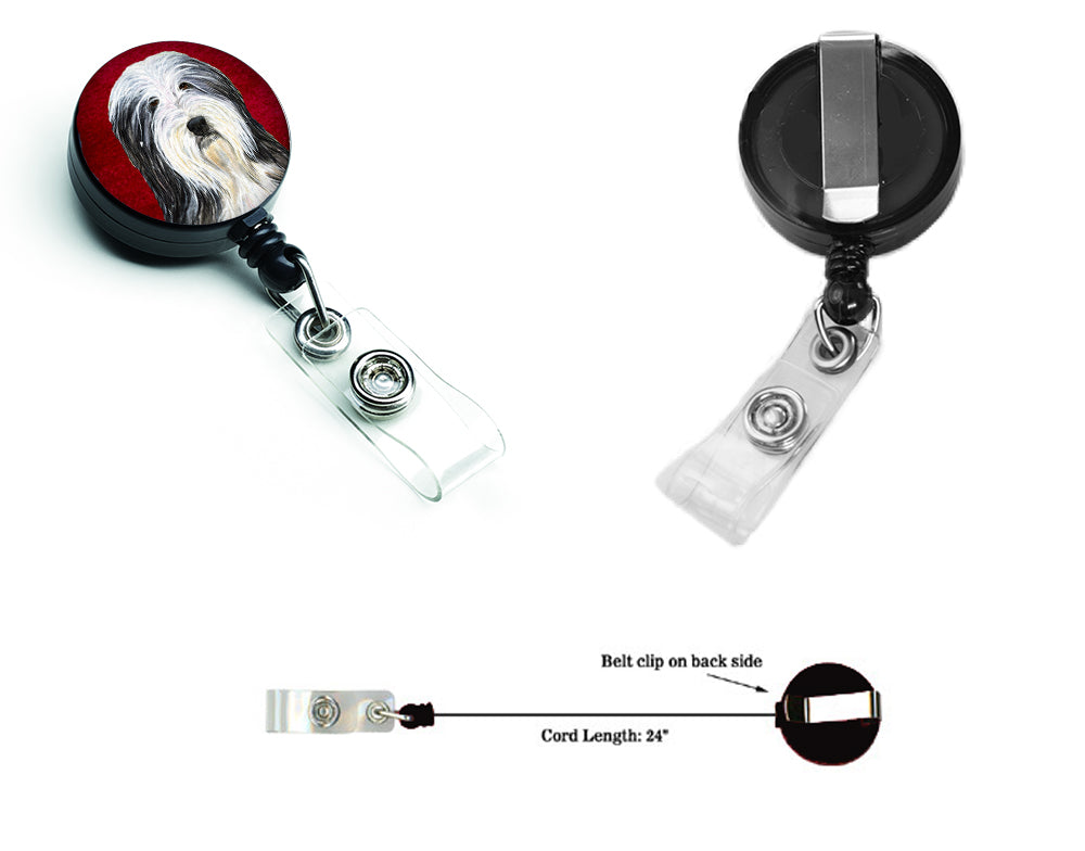 Bearded Collie Retractable Badge Reel or ID Holder with Clip.