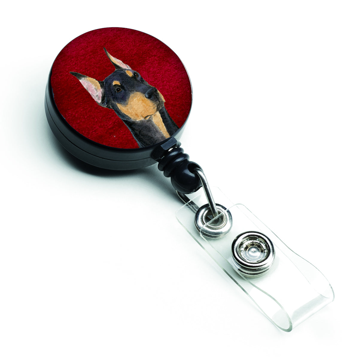 Doberman Retractable Badge Reel or ID Holder with Clip.