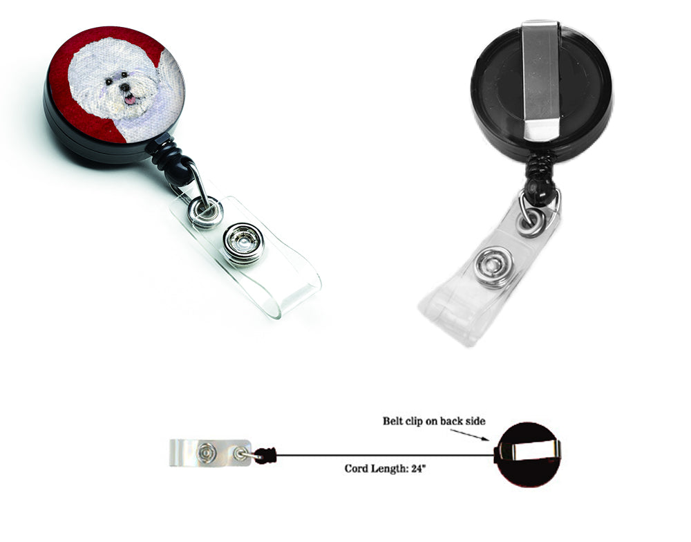 Bichon Frise Retractable Badge Reel or ID Holder with Clip.