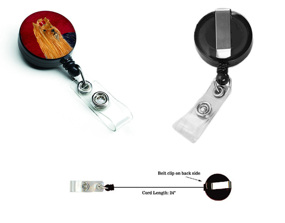 Yorkie Retractable Badge Reel or ID Holder with Clip.