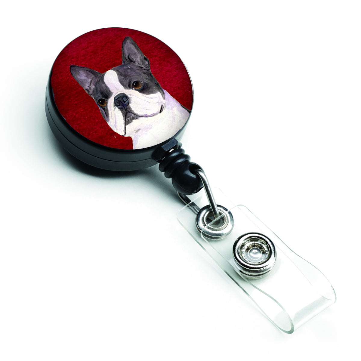 Boston Terrier Retractable Badge Reel or ID Holder with Clip.