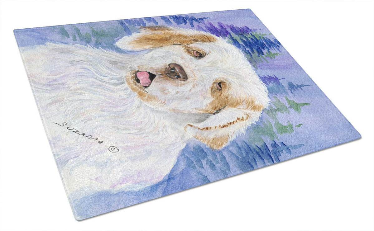 Clumber Spaniel Glass Cutting Board Large by Caroline&#39;s Treasures