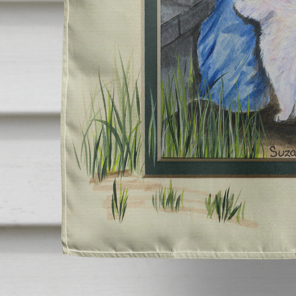 Lady with her  Westie Flag Canvas House Size