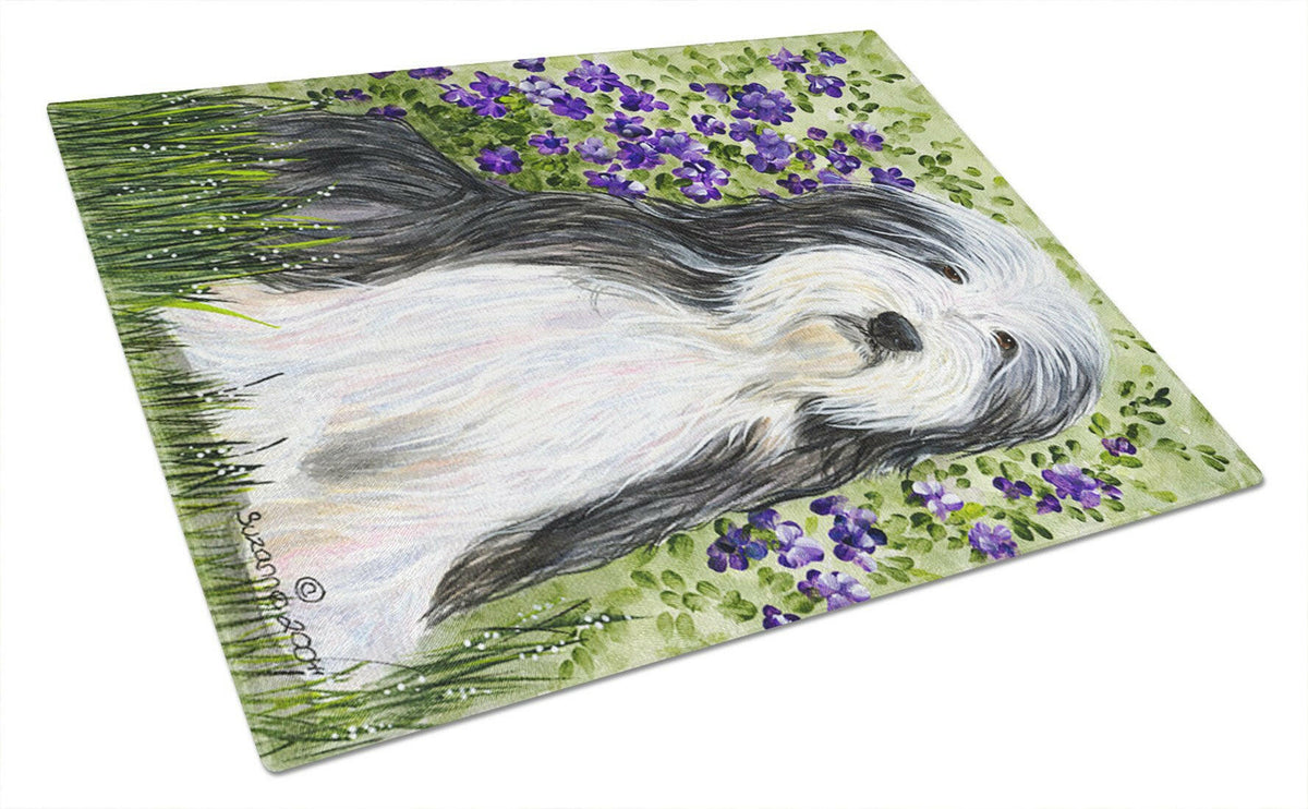 Bearded Collie Glass Cutting Board Large by Caroline&#39;s Treasures