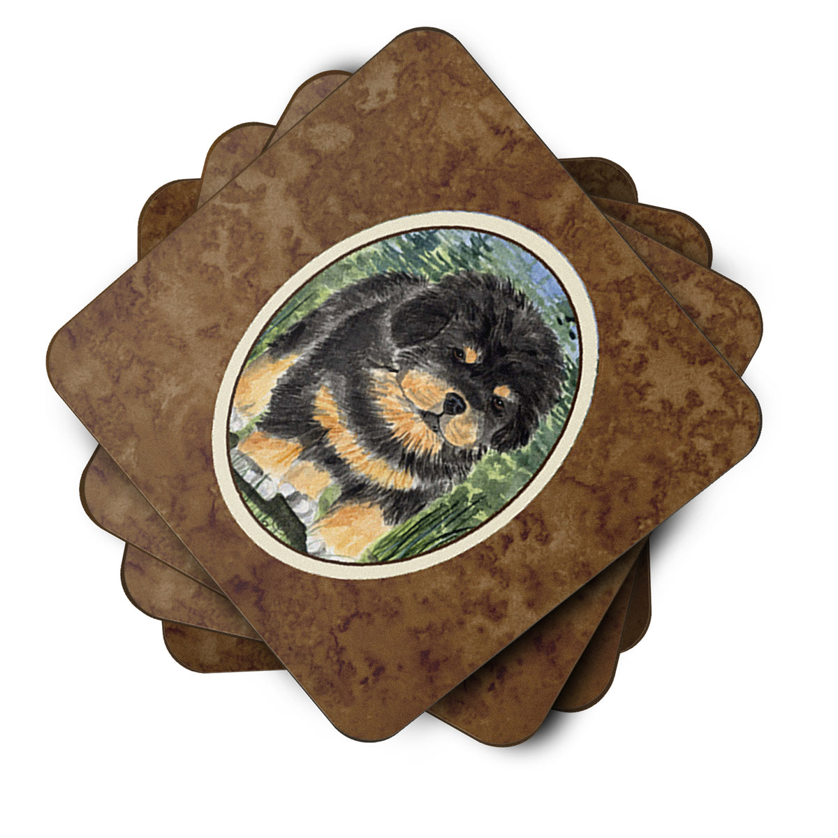 Caroline's Treasures Tibetan Mastiff Coasters - Set of 4 Lightweight Foam, Absorbent Drink Coasters