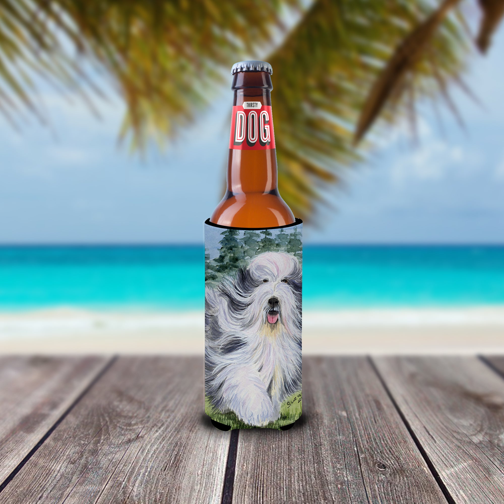 Bearded Collie Ultra Beverage Insulators for slim cans SS8037MUK.
