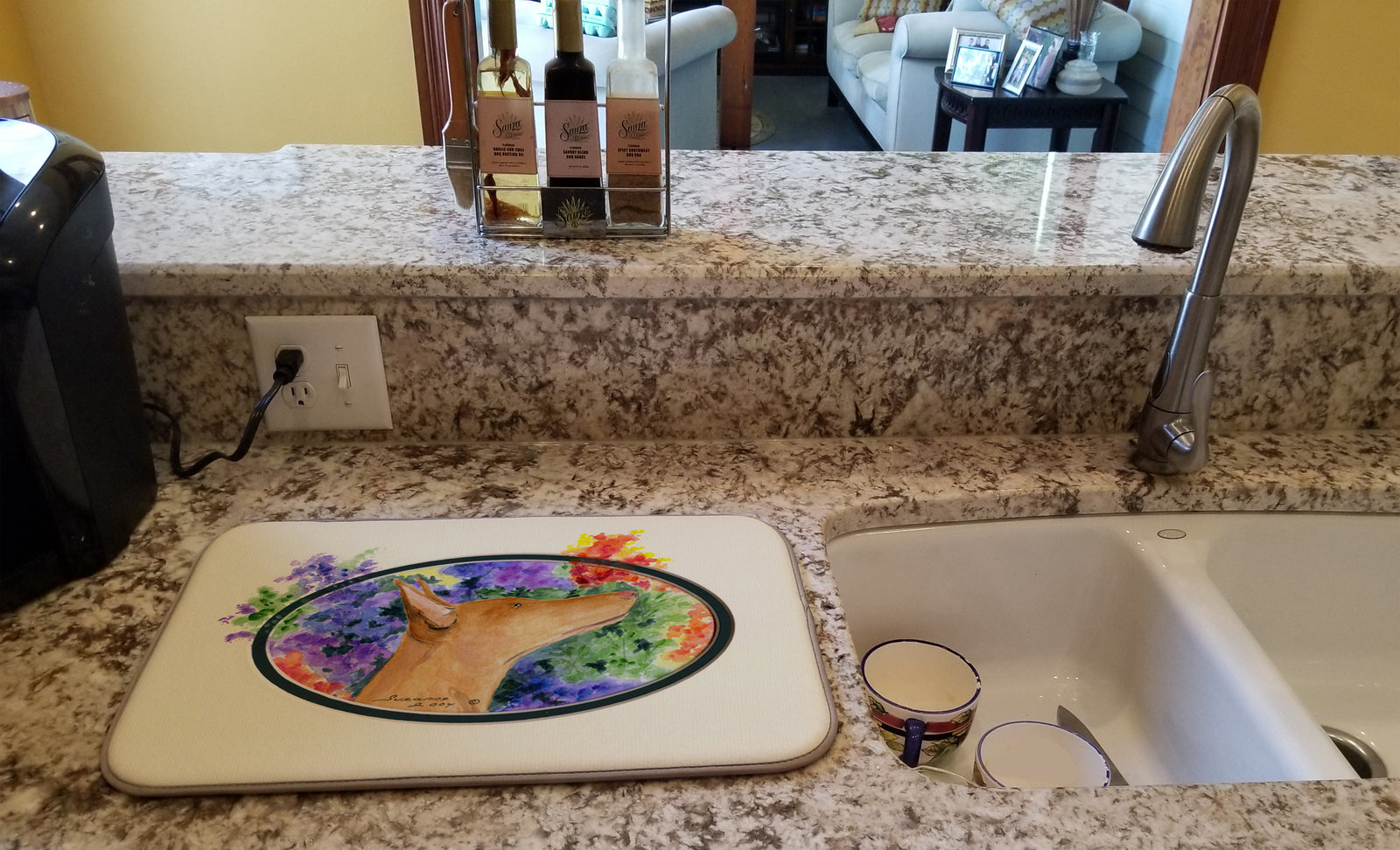 Caroline's Treasures Pharaoh Hound Dish Drying Mat – Absorbent, Artistic Kitchen Essentials SS8041DDM