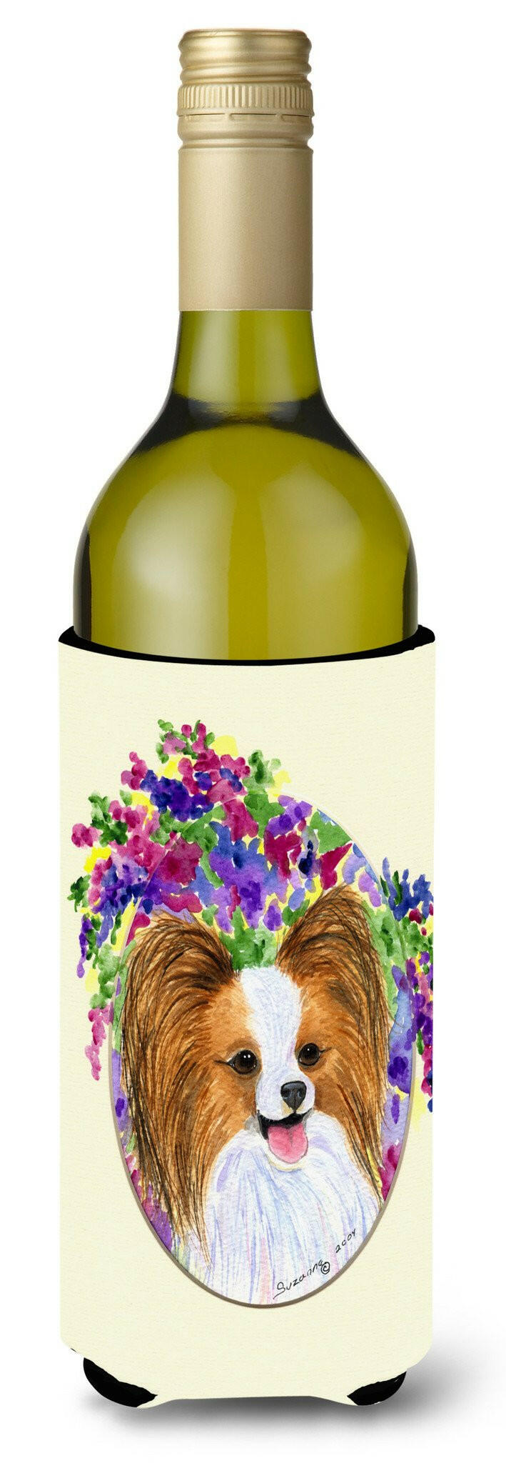 Papillon Wine Bottle Beverage Insulator Beverage Insulator Hugger SS8074LITERK by Caroline&#39;s Treasures