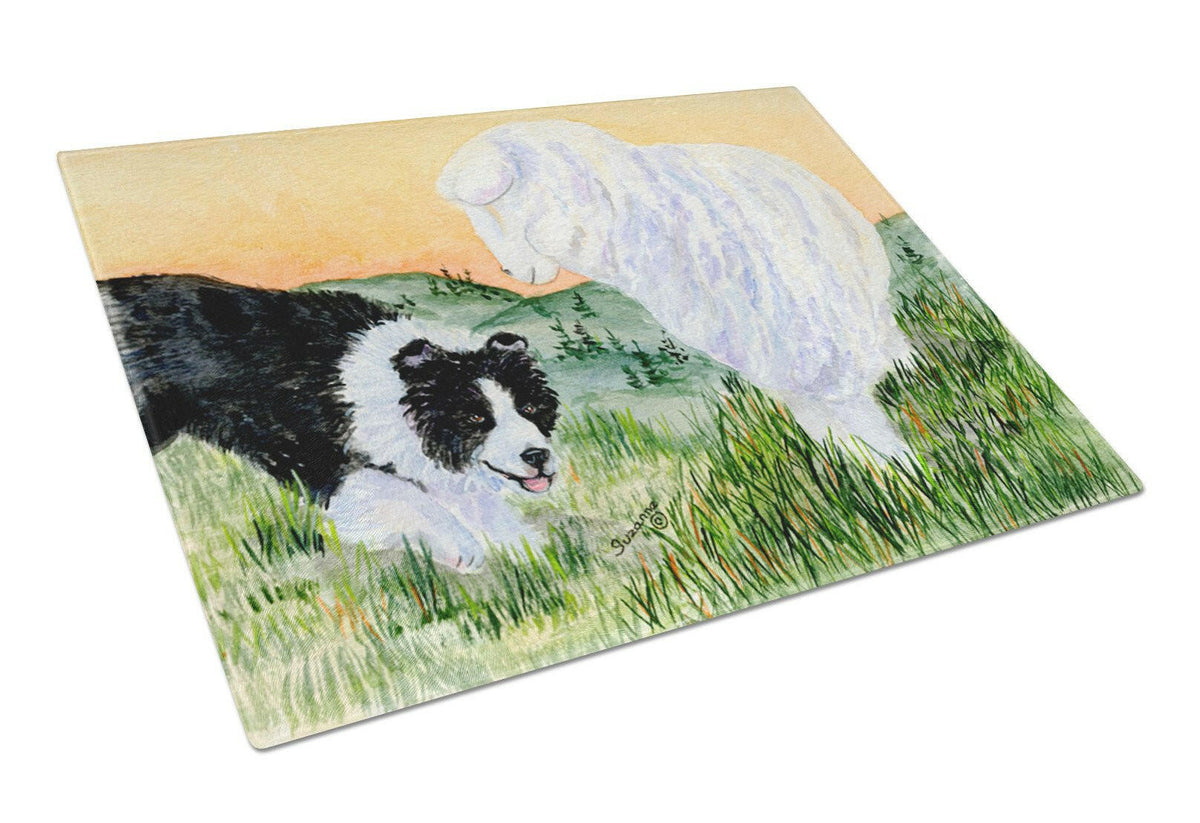 Border Collie Glass Cutting Board Large by Caroline&#39;s Treasures