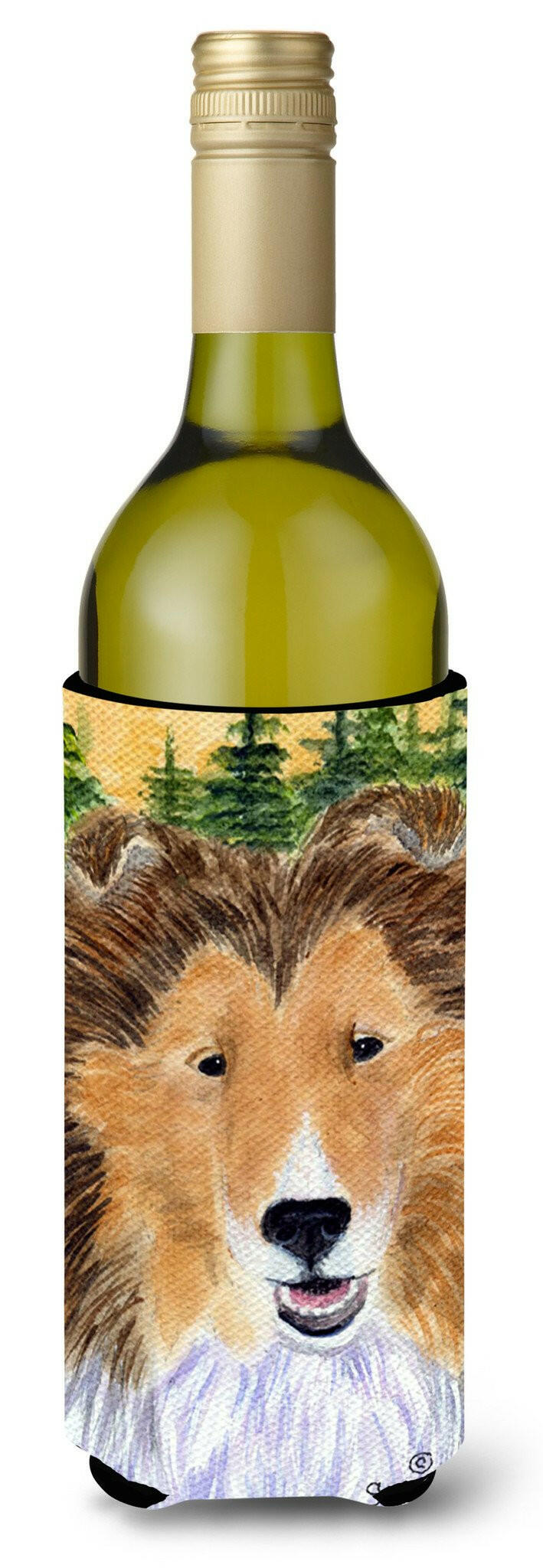 Sheltie Wine Bottle Beverage Insulator Beverage Insulator Hugger SS8141LITERK by Caroline&#39;s Treasures