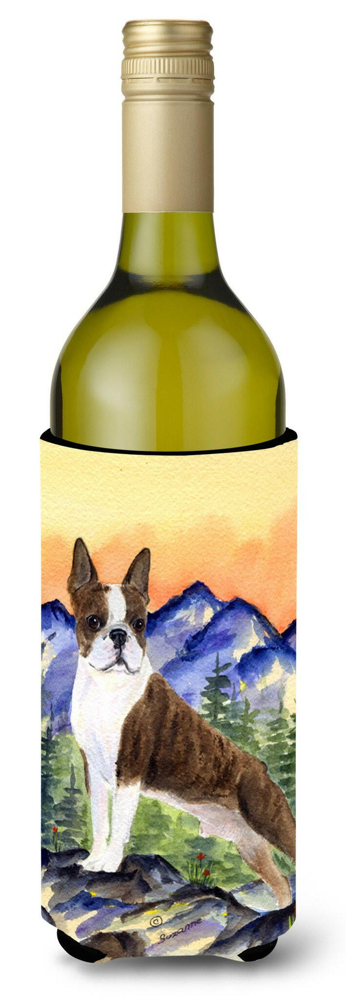 Boston Terrier Wine Bottle Beverage Insulator Beverage Insulator Hugger SS8162LITERK by Caroline&#39;s Treasures