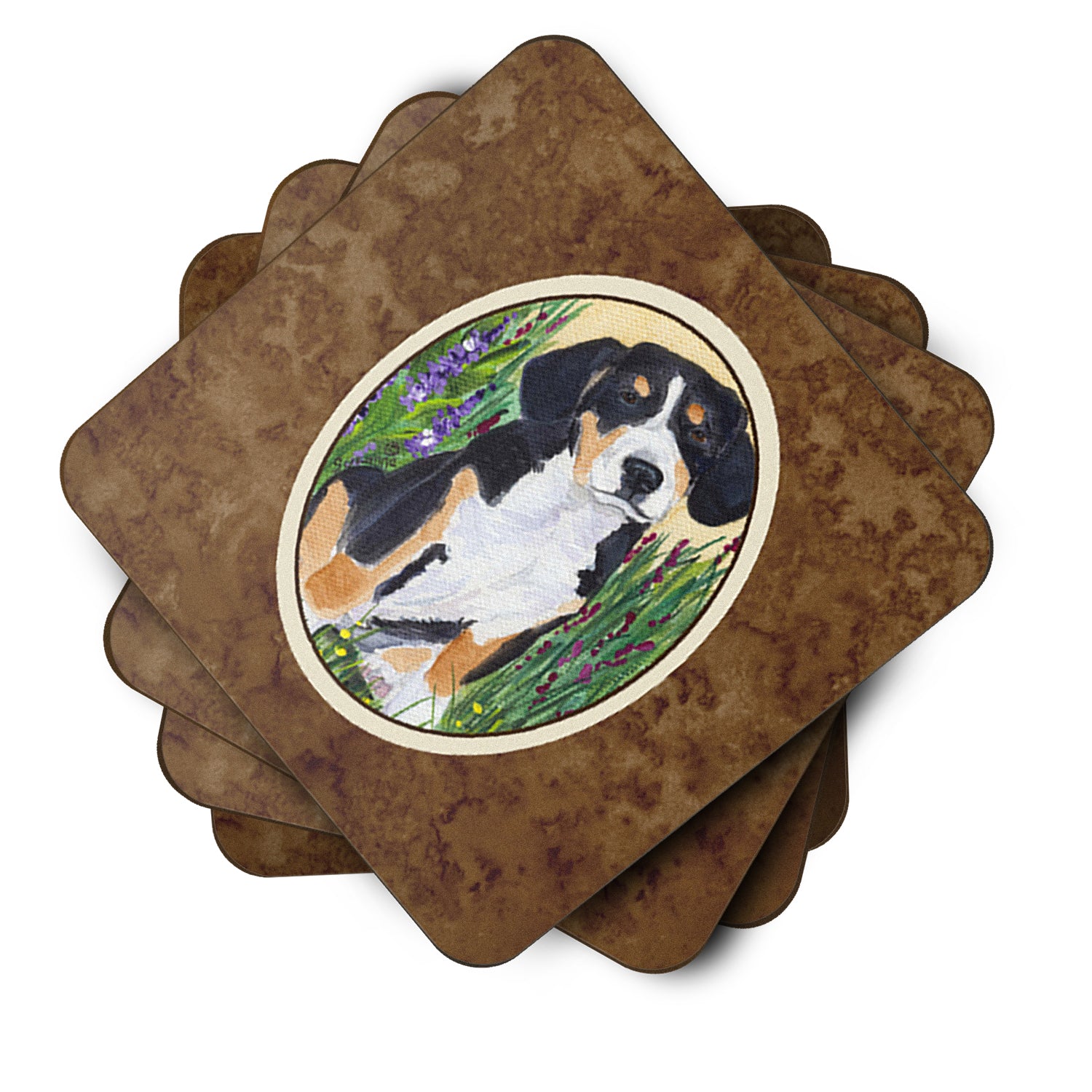 Set of 4 Entlebucher Mountain Dog Foam Coasters - the-store.com