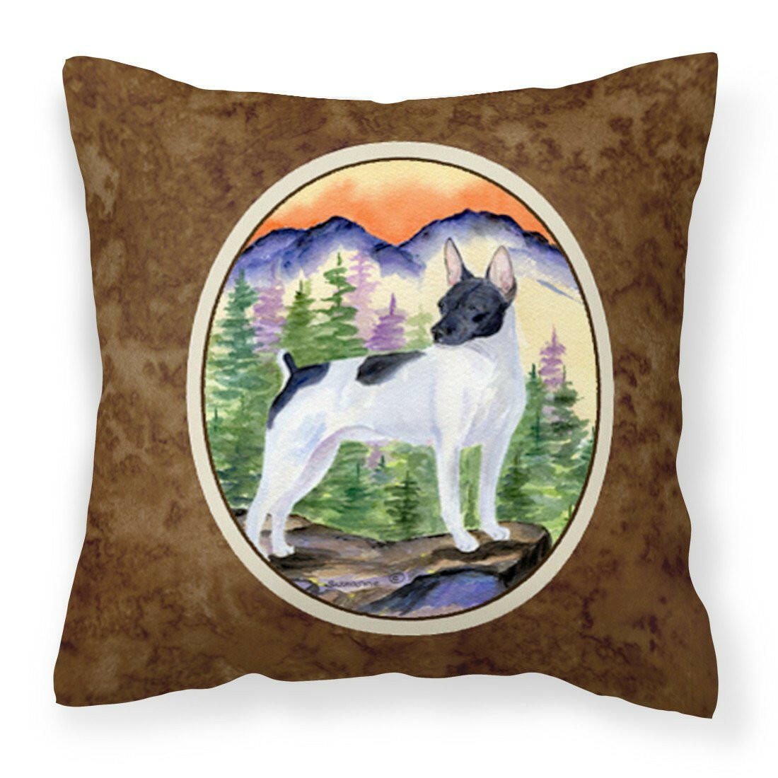 Rat Terrier Fabric Decorative Pillow SS8224PW1414 by Caroline&#39;s Treasures