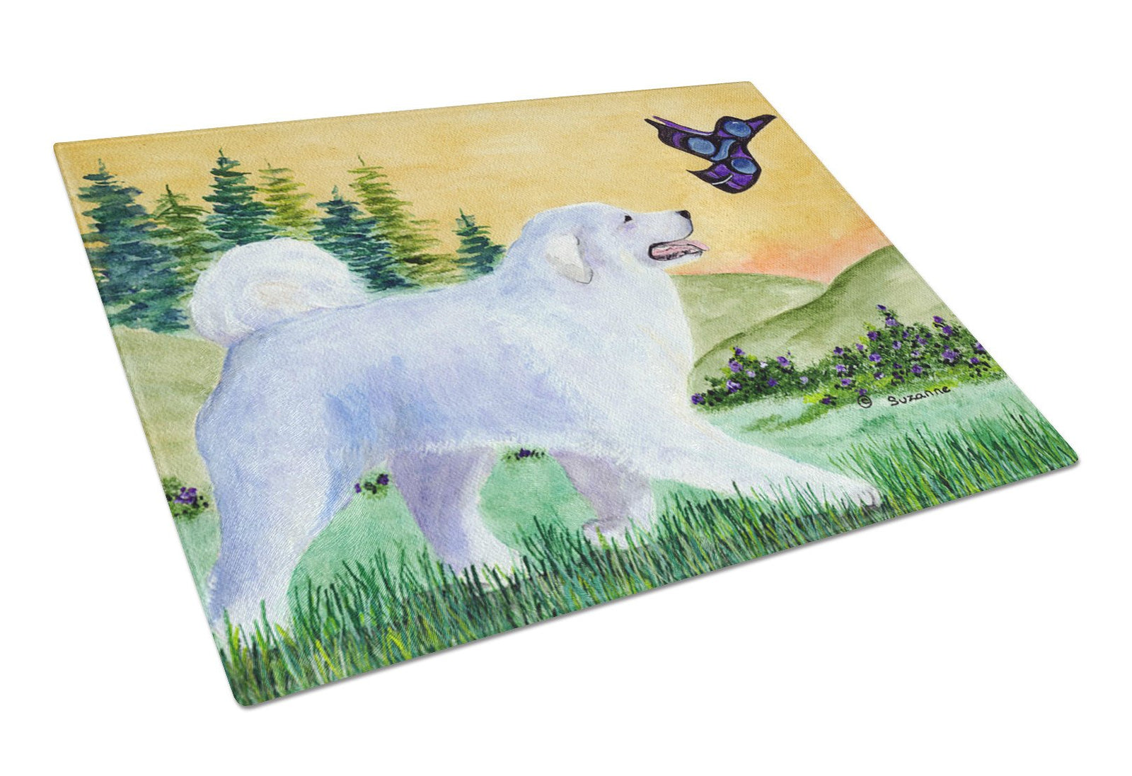 Great Pyrenees Glass Cutting Board Large by Caroline's Treasures
