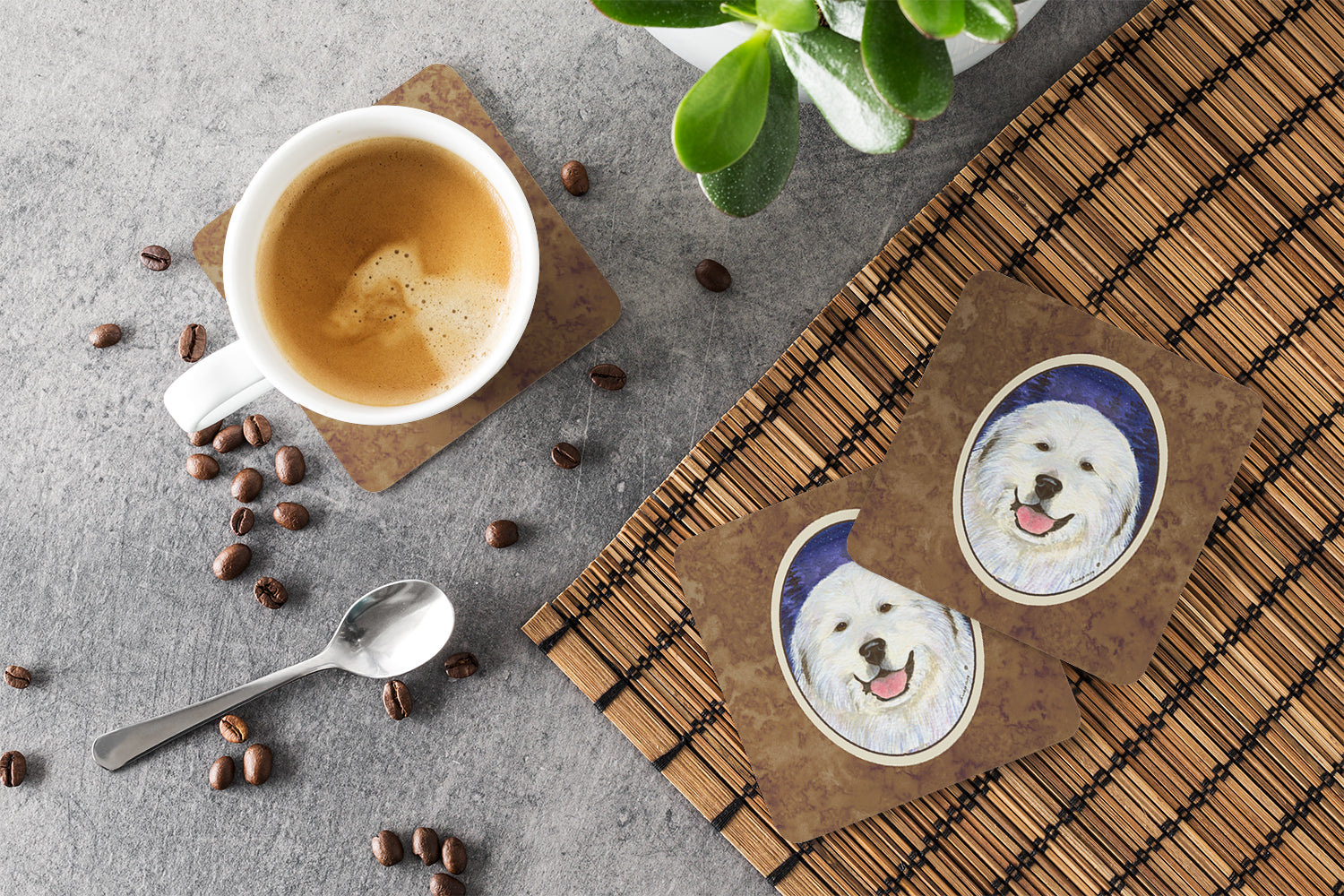 Set of 4 Great Pyrenees Foam Coasters - the-store.com