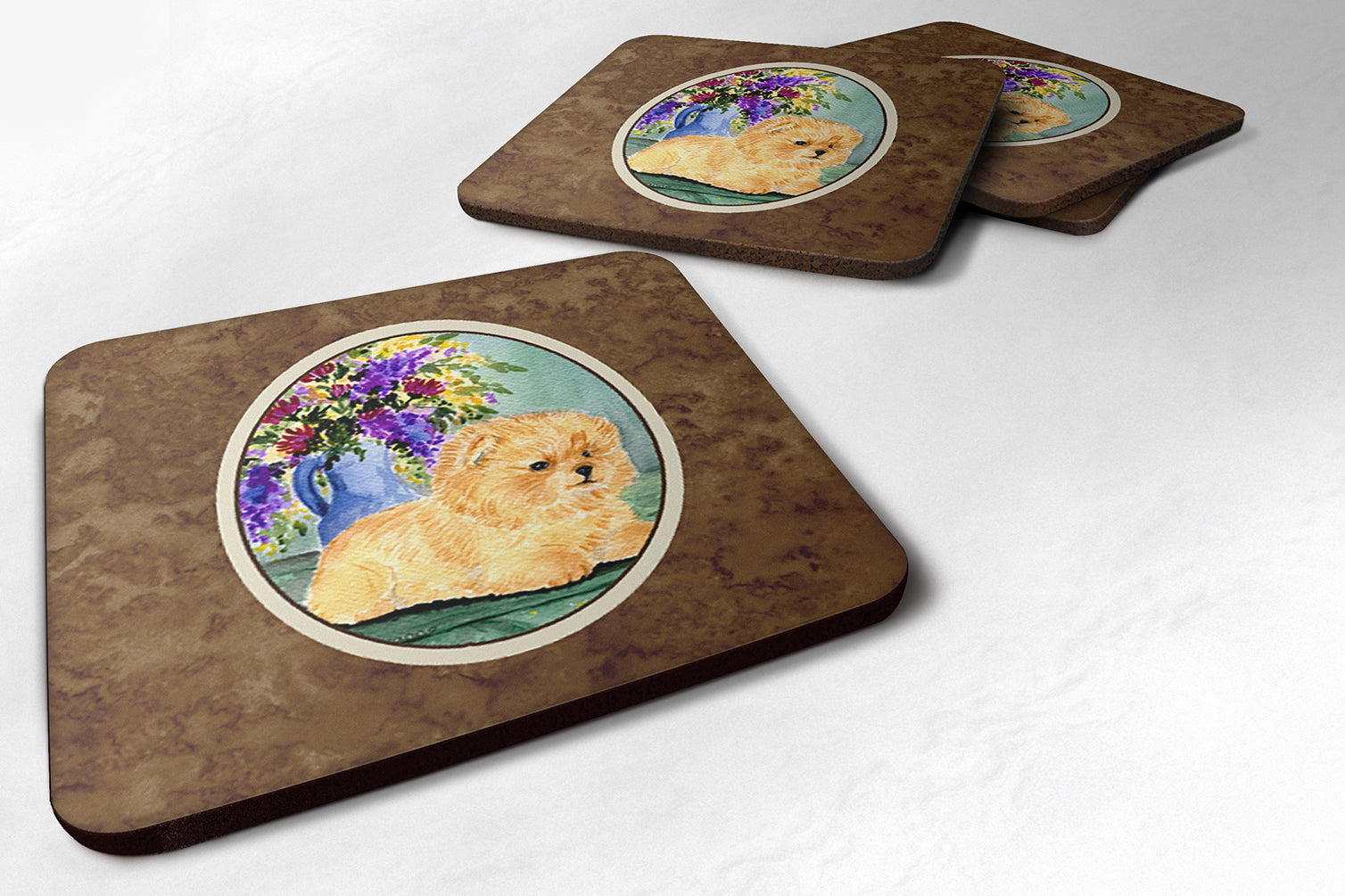 Set of 4 Pomeranian Foam Coasters - the-store.com