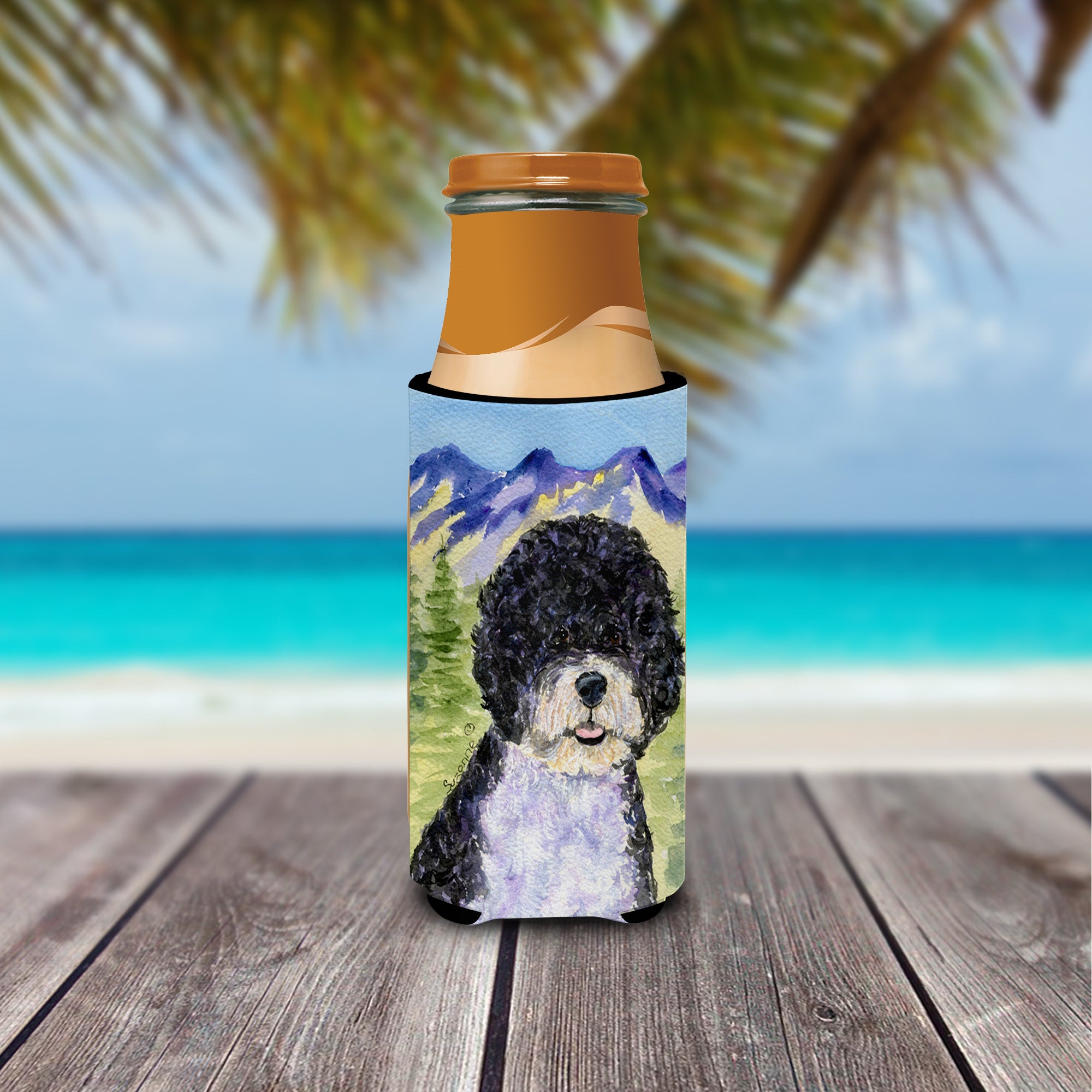 Portuguese Water Dog Ultra Beverage Insulators for slim cans SS8303MUK.