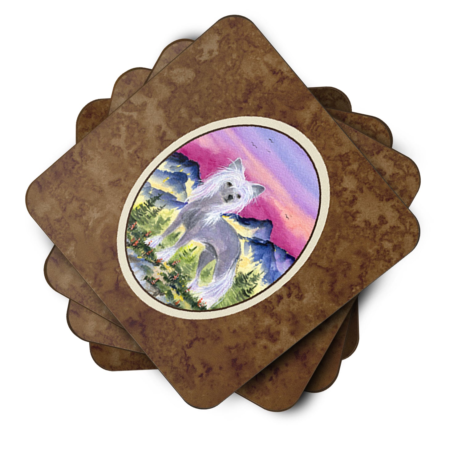 Set of 4 Chinese Crested Foam Coasters - the-store.com