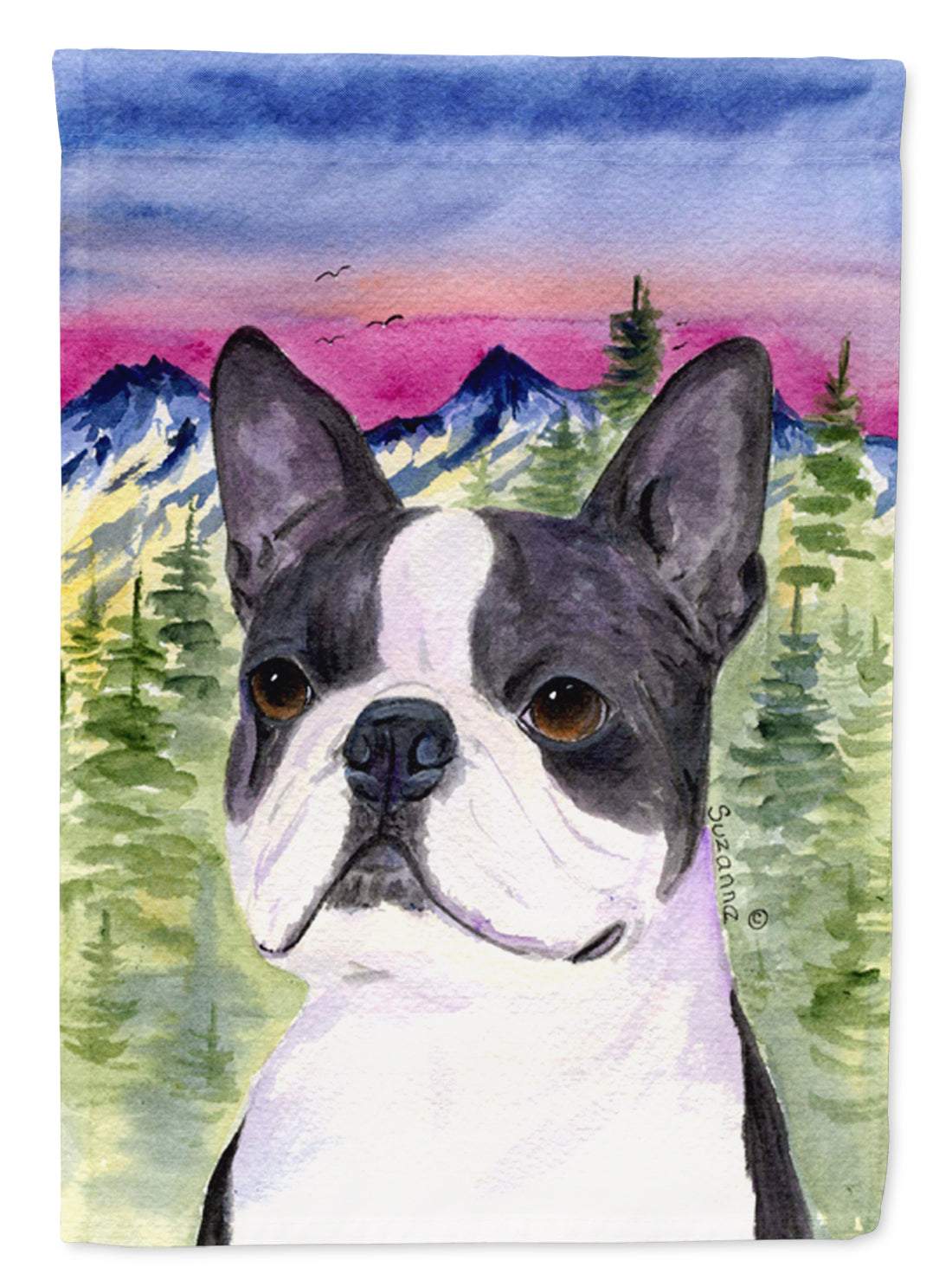 Boston Terrier Flag Canvas House Size  the-store.com.
