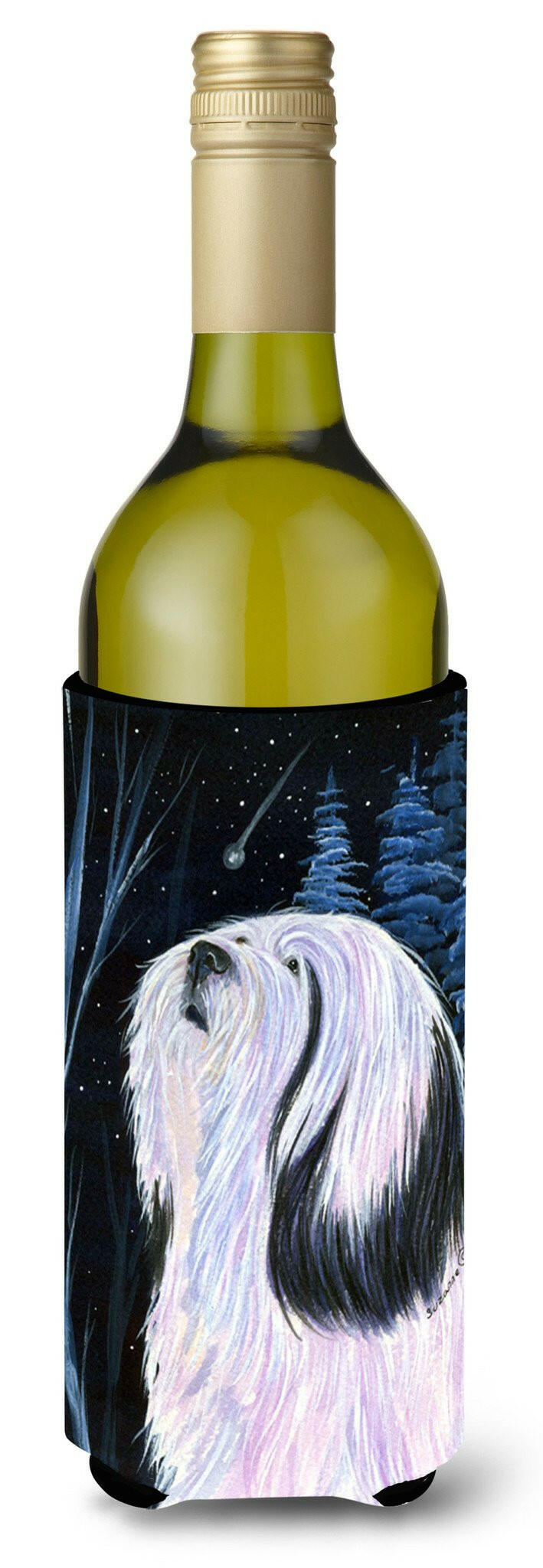 Tibetan Terrier Wine Bottle Beverage Insulator Beverage Insulator Hugger by Caroline&#39;s Treasures