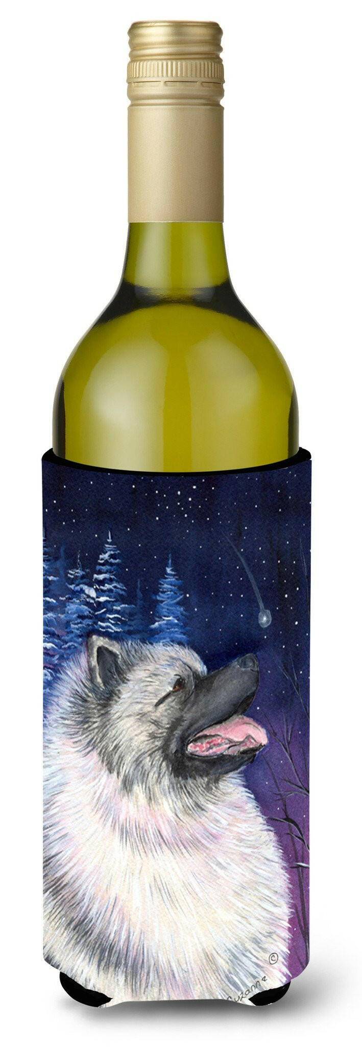 Starry Night Keeshond Wine Bottle Beverage Insulator Beverage Insulator Hugger by Caroline&#39;s Treasures