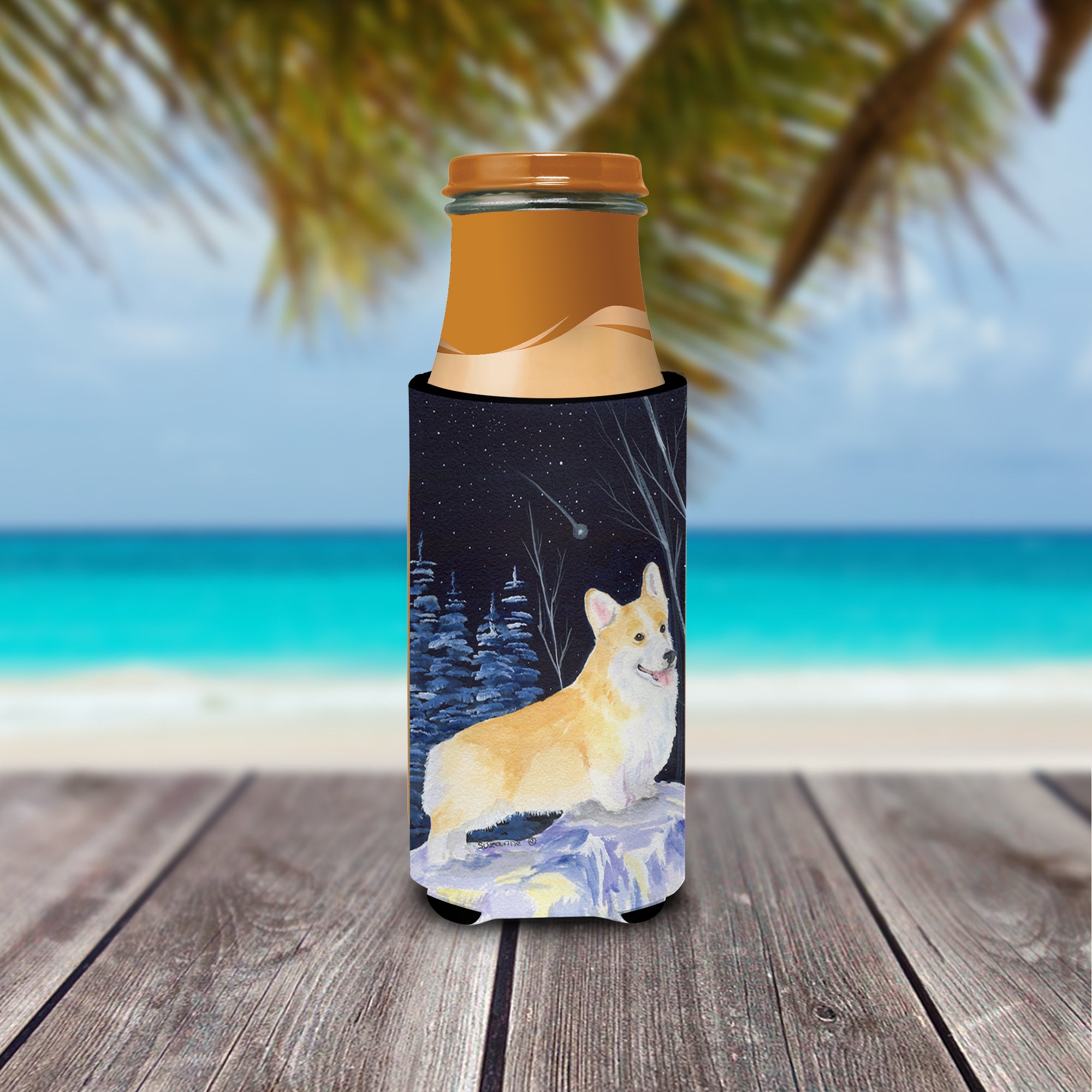 Starry Night Corgi Ultra Beverage Insulators for slim cans SS8353MUK.