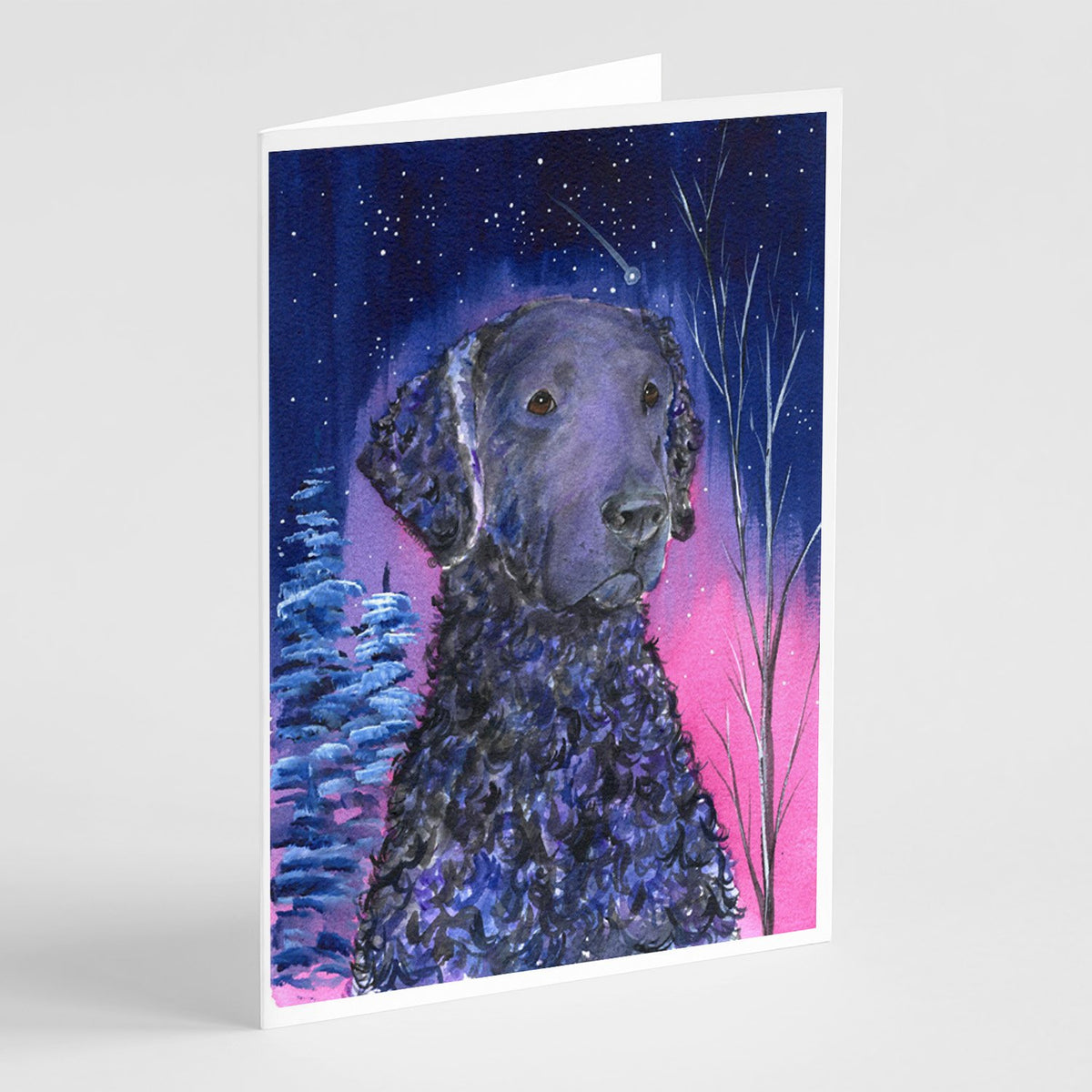 Buy this Starry Night Curly Coated Retriever Greeting Cards and Envelopes Pack of 8