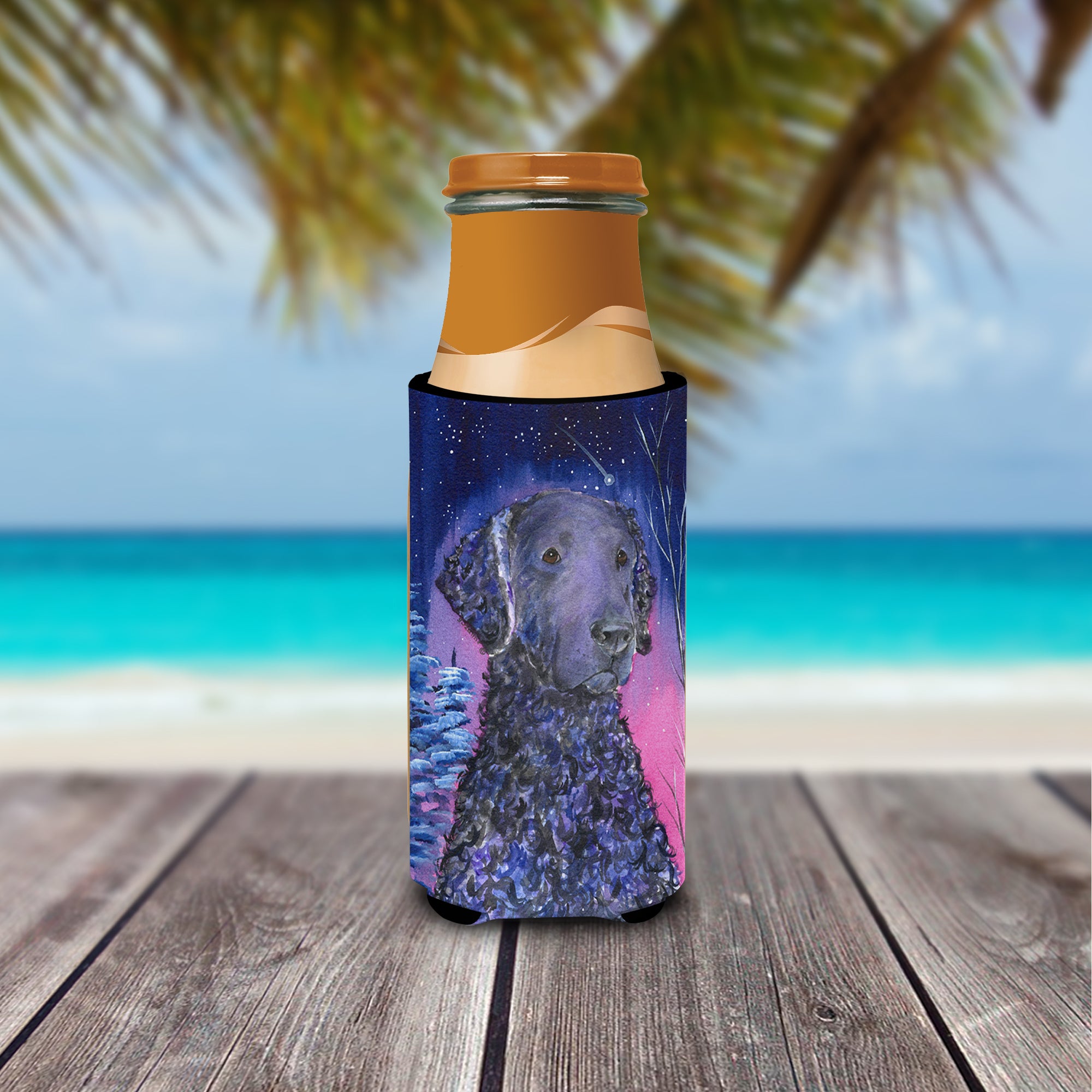 Starry Night Curly Coated Retriever Ultra Beverage Insulators for slim cans SS8354MUK.