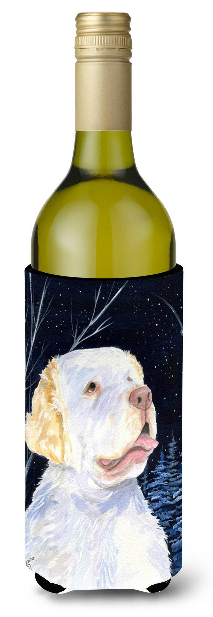 Starry Night Clumber Spaniel Wine Bottle Beverage Insulator Beverage Insulator Hugger by Caroline&#39;s Treasures