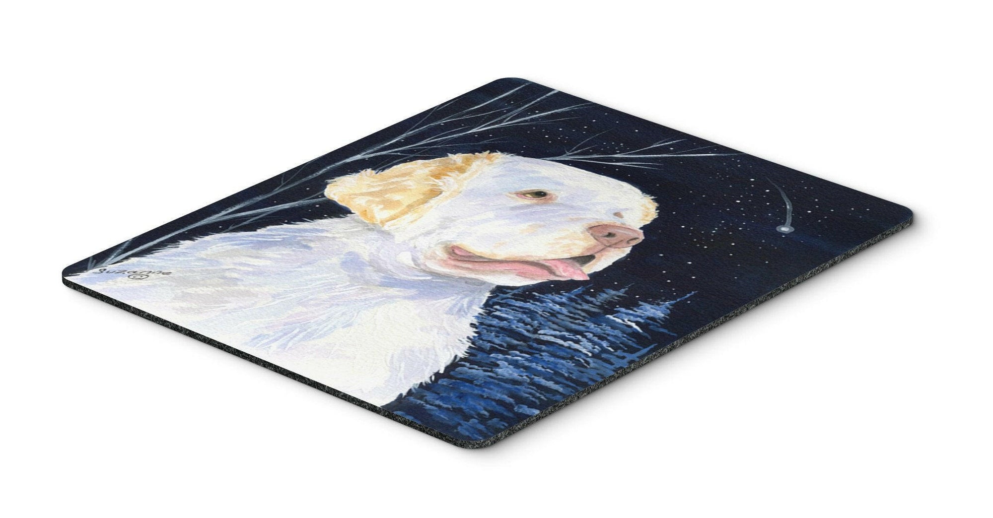 Starry Night Clumber Spaniel Mouse Pad / Hot Pad / Trivet by Caroline's Treasures